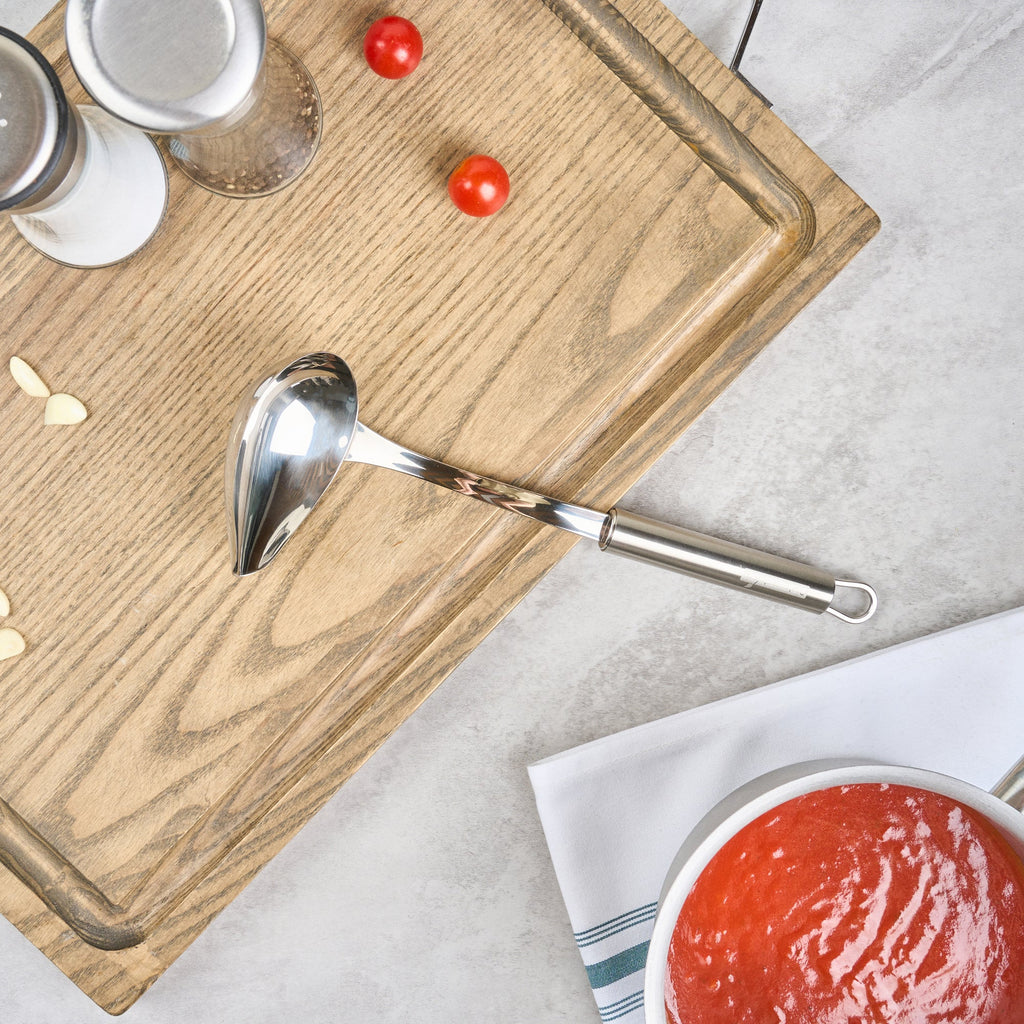 German Standard 2.5 oz Stainless Steel Pour Spout Ladle - One-Piece - 1 count box