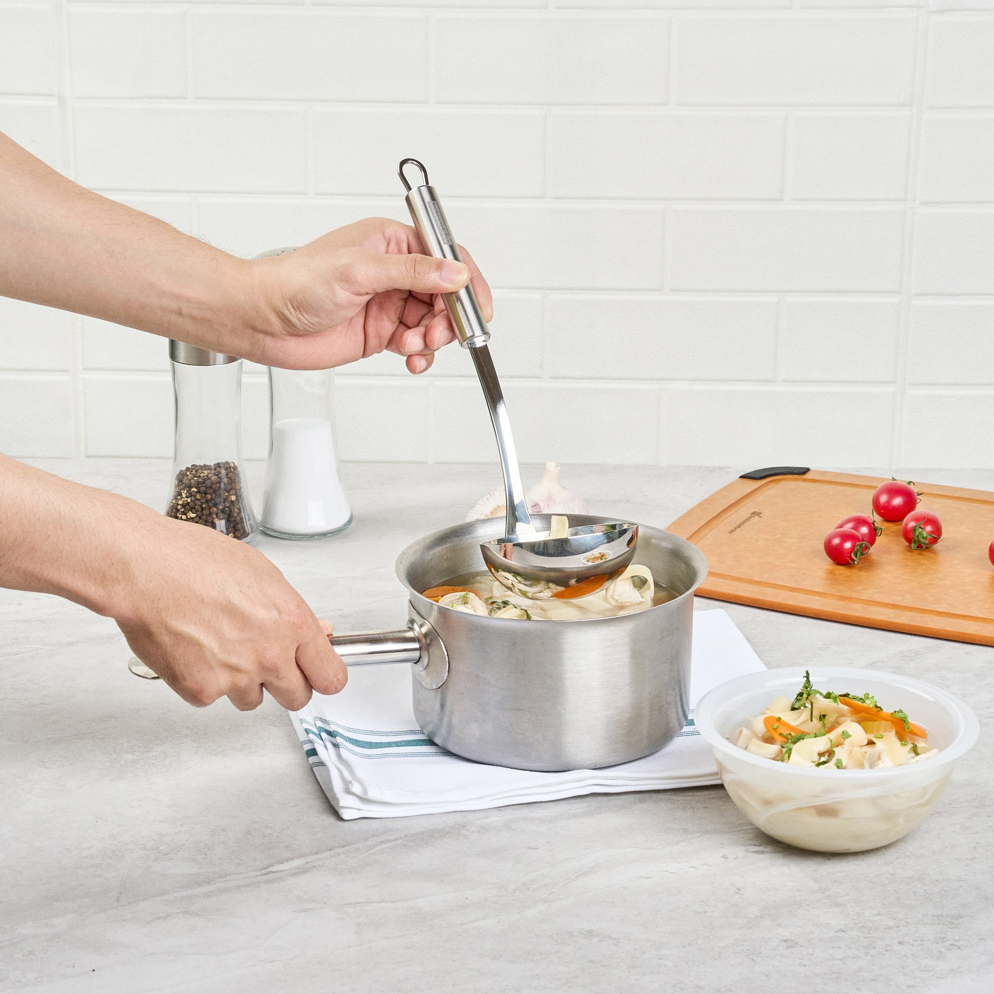 German Standard Stainless Steel Serving Ladle - One-Piece - 11 1/2'' - 1 count box
