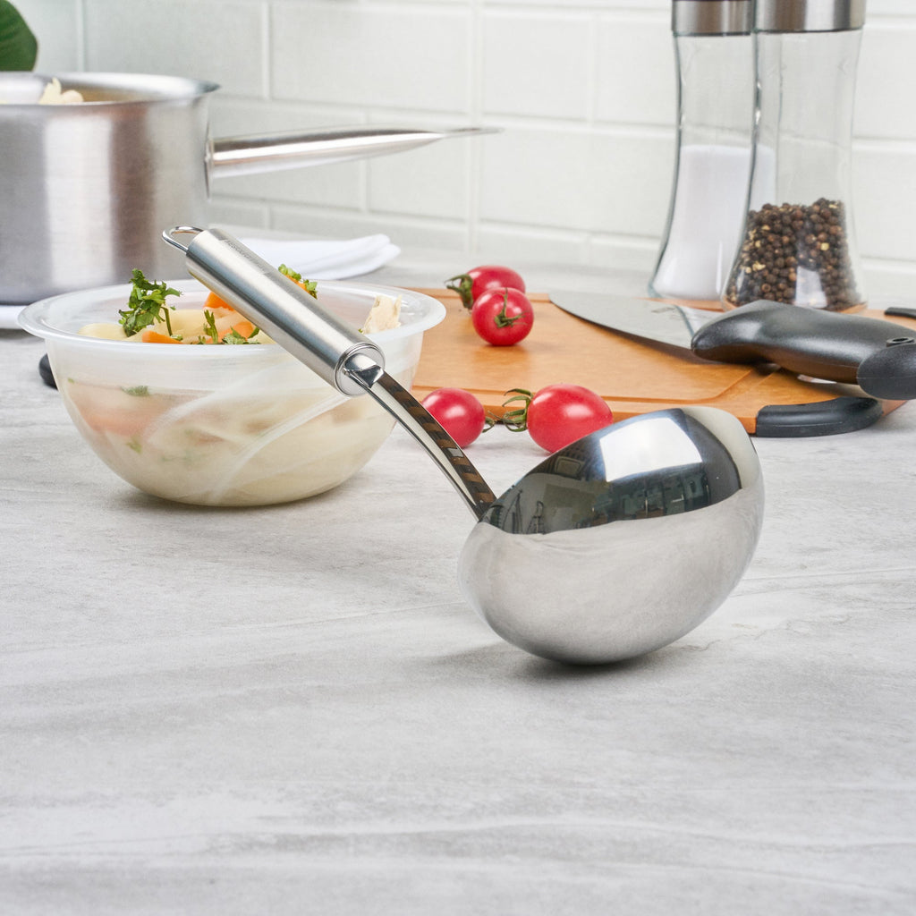 German Standard Stainless Steel Serving Ladle - One-Piece - 11 1/2'' - 1 count box