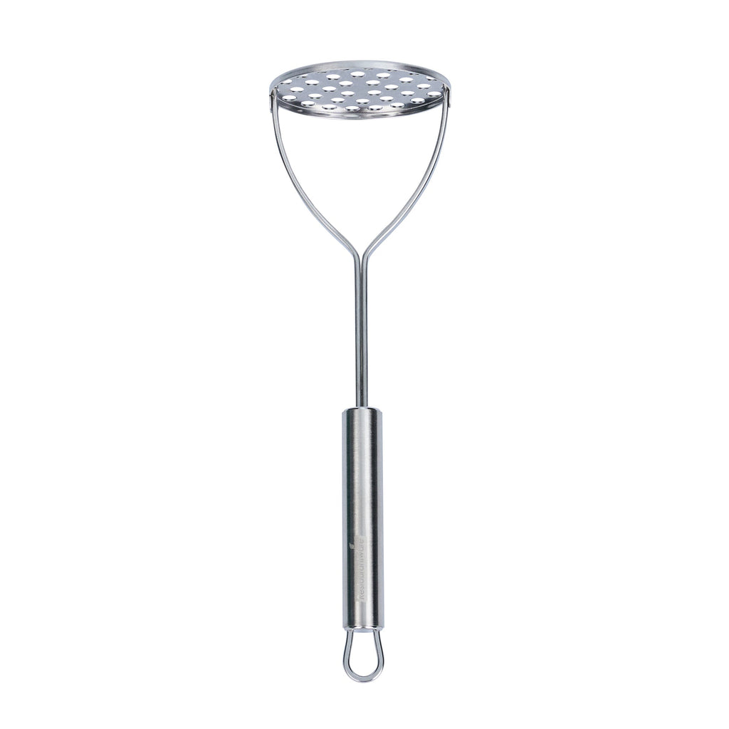 German Standard Stainless Steel Round-Faced Potato / Bean Masher - 11'' - 24 count box