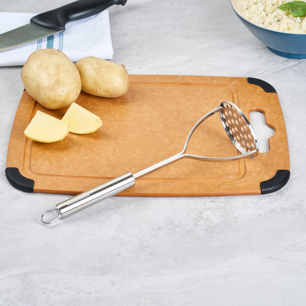 German Standard Stainless Steel Round-Faced Potato / Bean Masher - 11'' - 24 count box