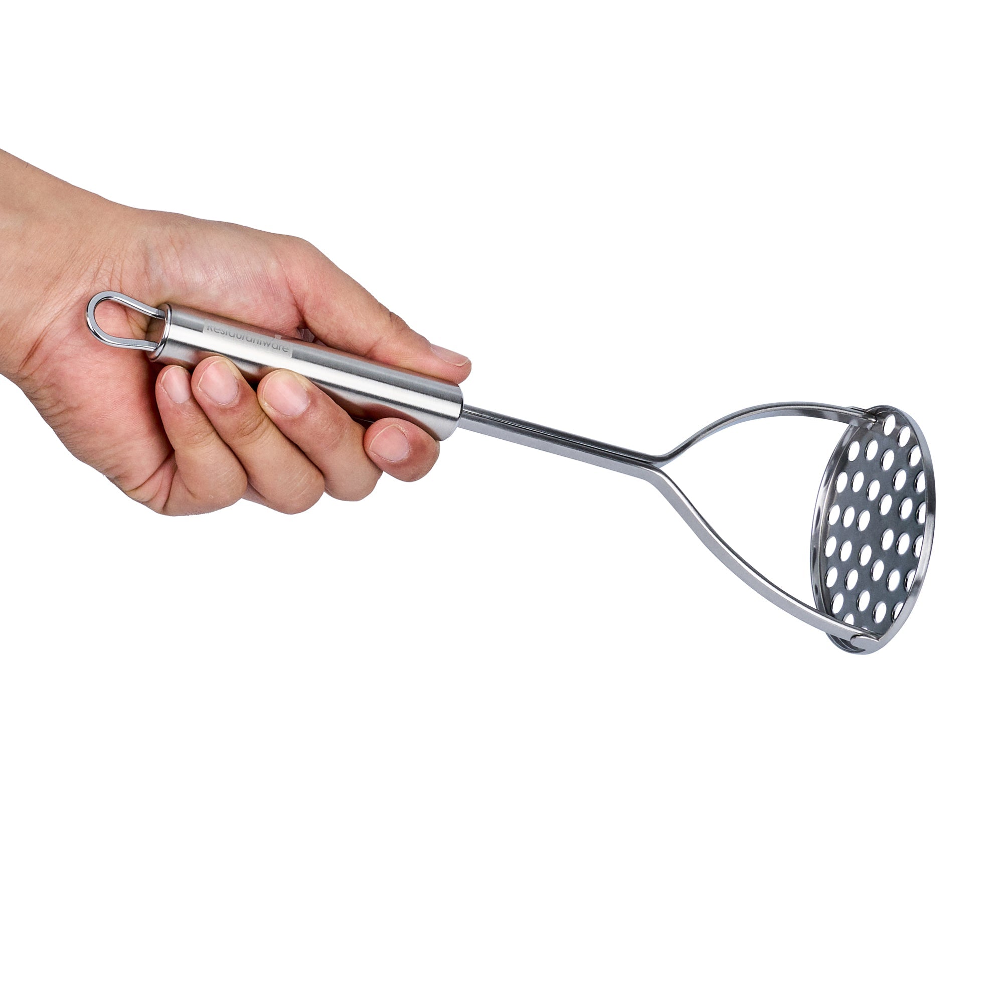 German Standard Stainless Steel Round-Faced Potato / Bean Masher - 11'' - 6 count box