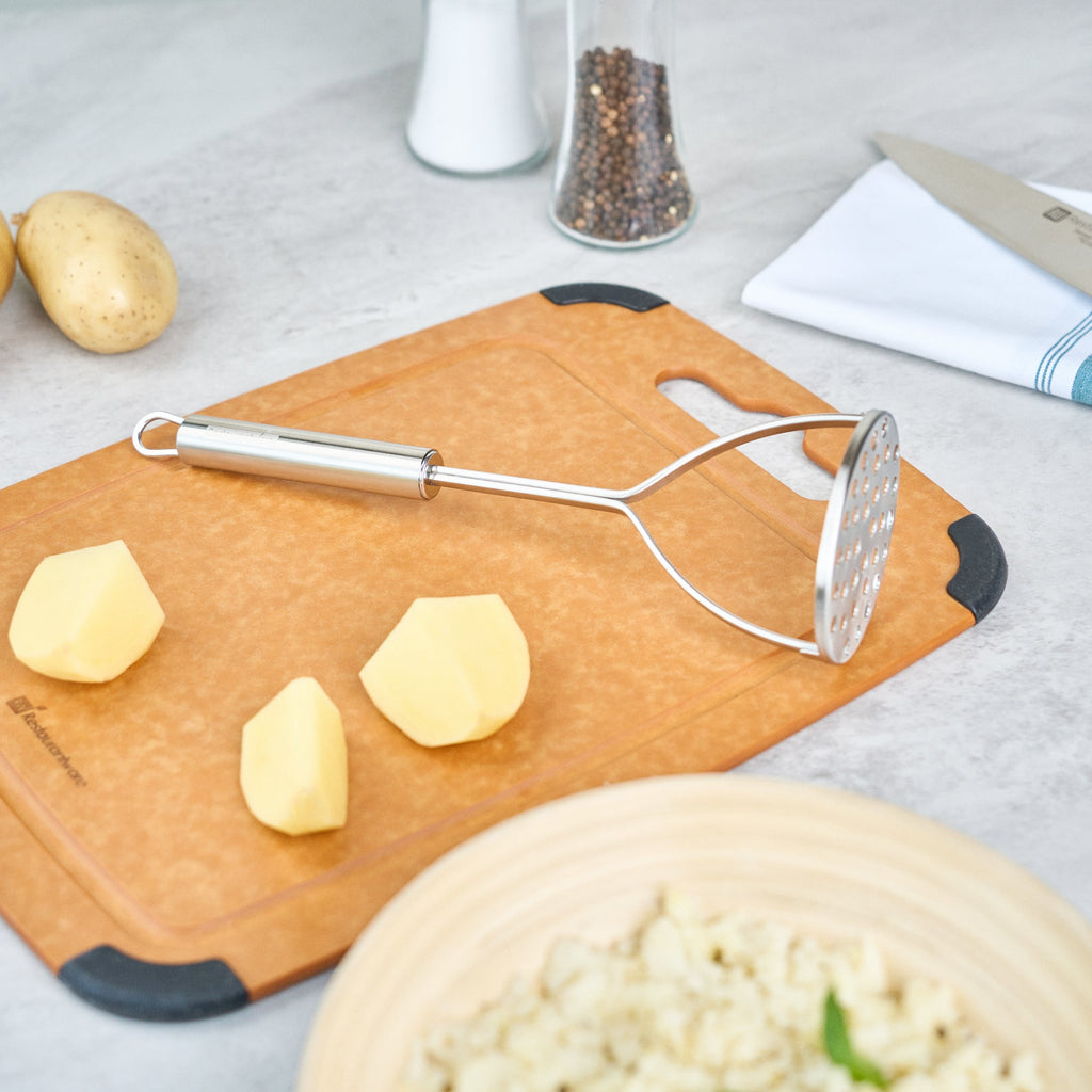 German Standard Stainless Steel Round-Faced Potato / Bean Masher - 11'' - 6 count box