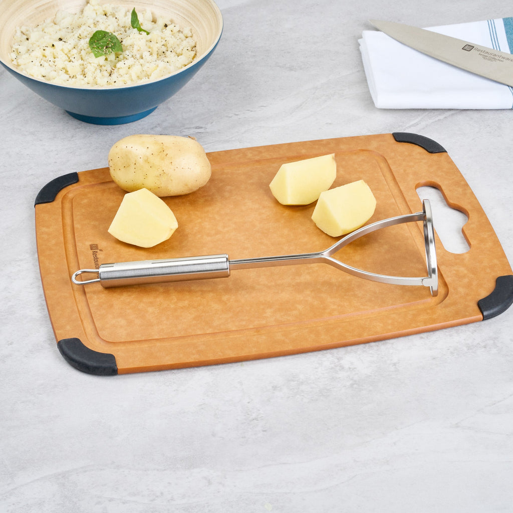 German Standard Stainless Steel Round-Faced Potato / Bean Masher - 11'' - 1 count box