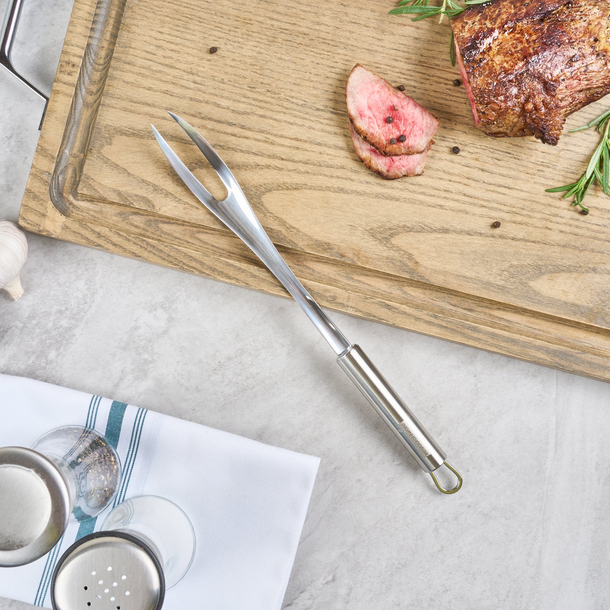 German Standard Stainless Steel Carving / Pot Fork - 12 3/4'' - 1 count box