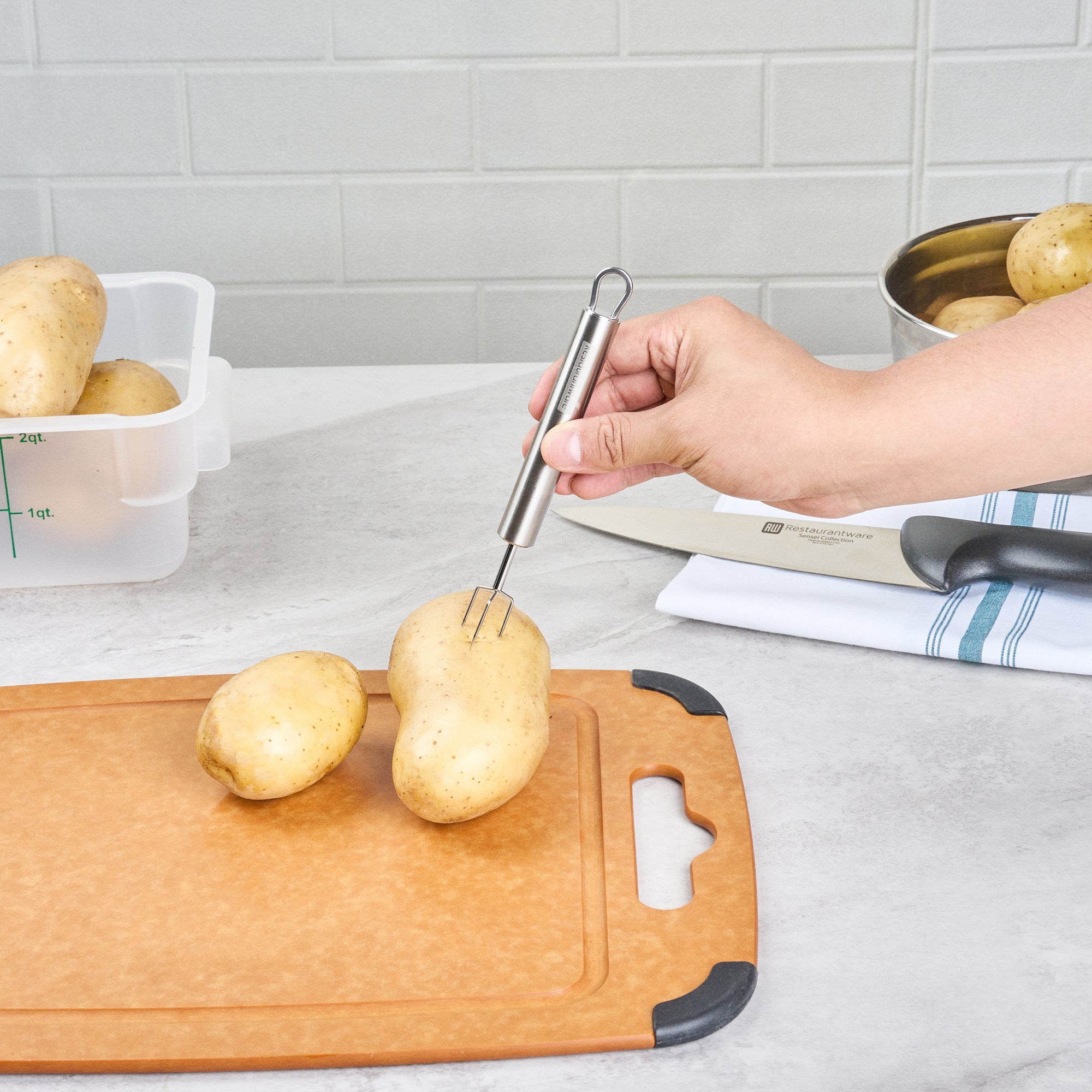 German Standard Stainless Steel Potato Fork - 6'' - 6 count box