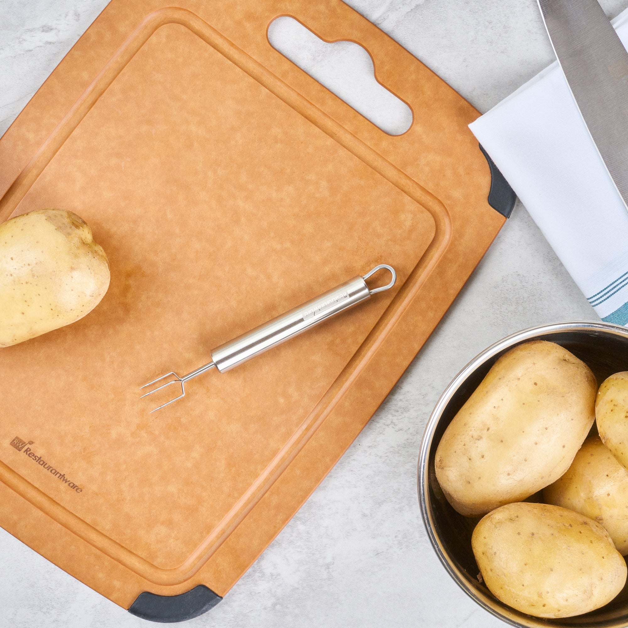 German Standard Stainless Steel Potato Fork - 6'' - 6 count box