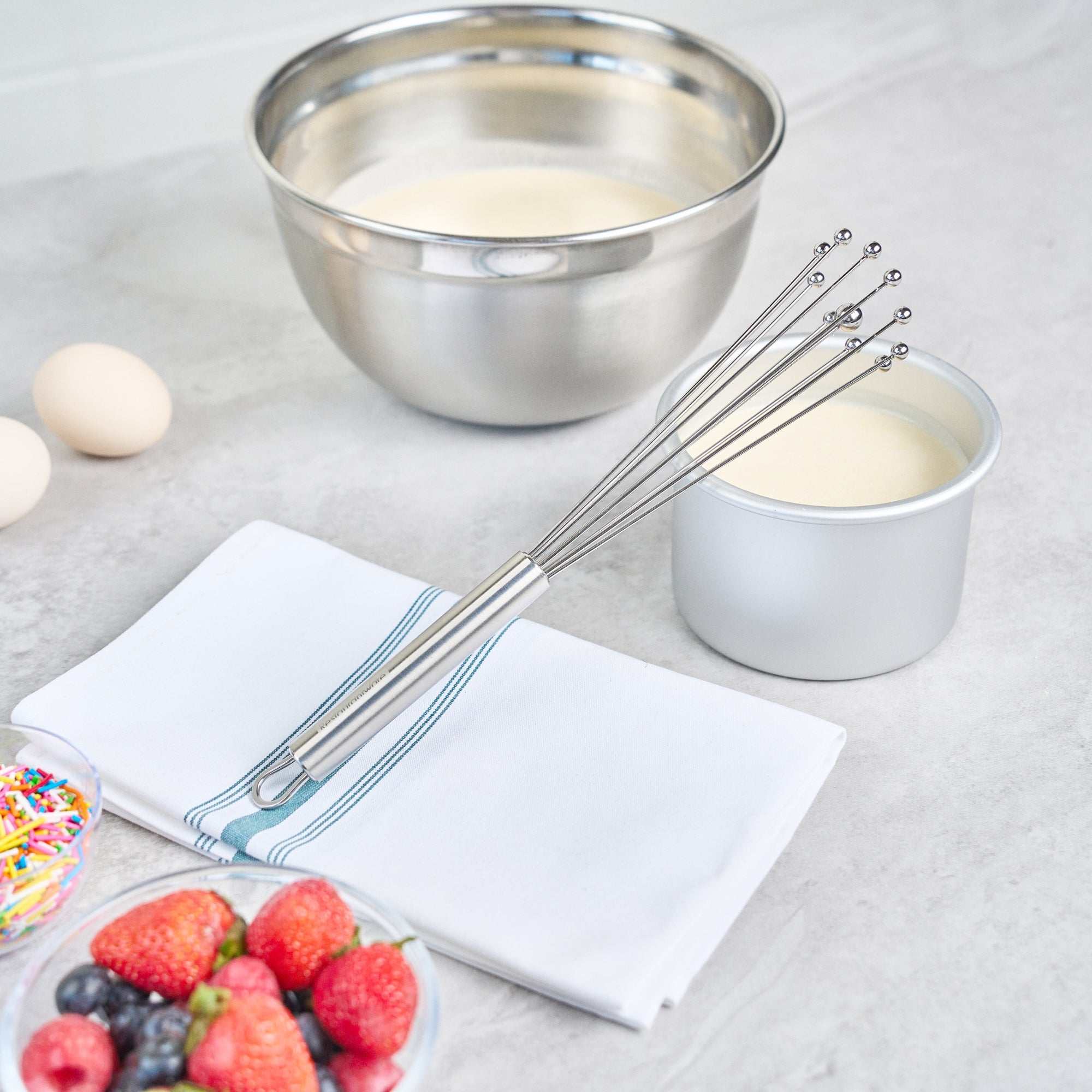 German Standard Stainless Steel Ball Whisk - 10 3/4'' - 24 count box