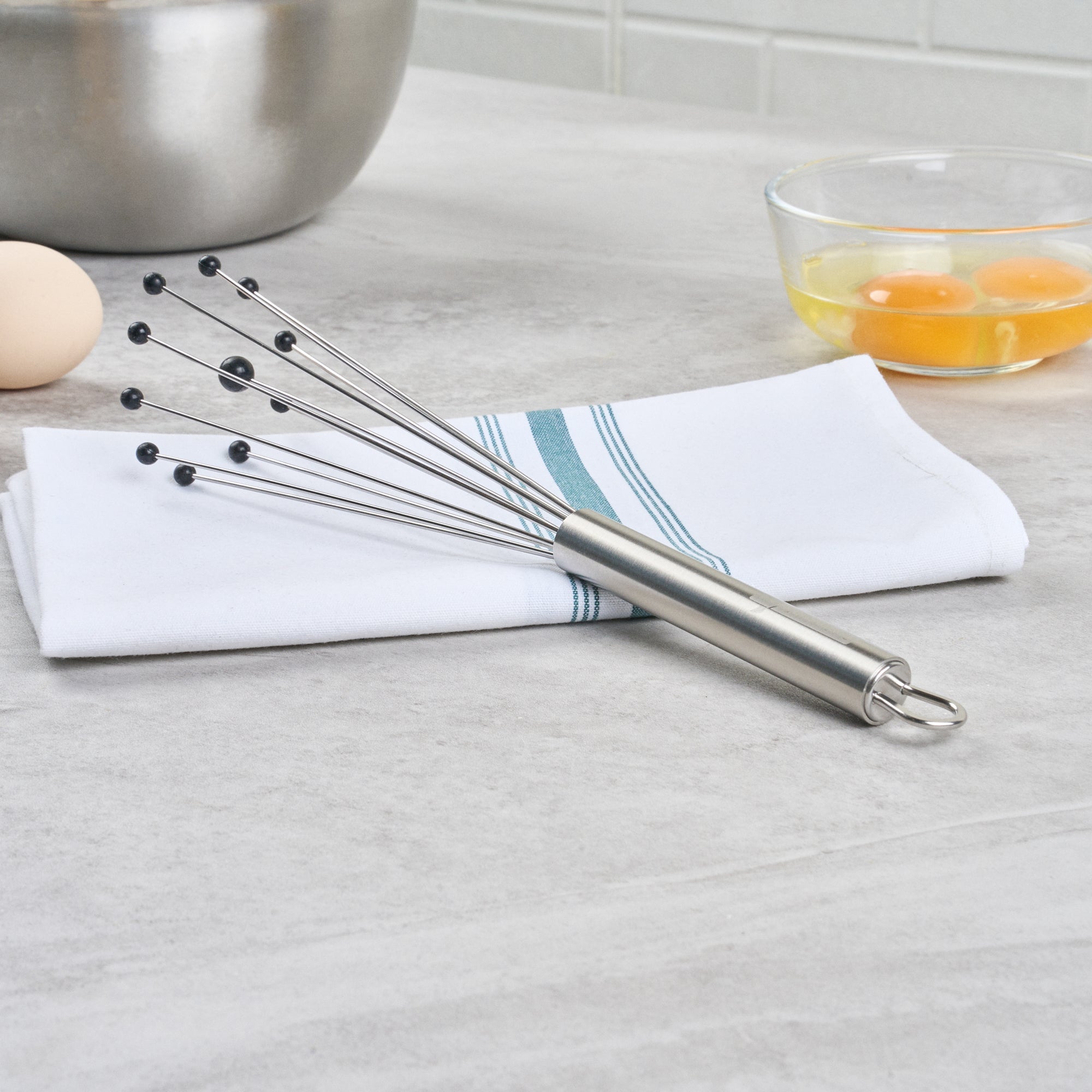 German Standard Stainless Steel Ball Whisk - with Silicone Tips - 10 3/4'' - 24 count box