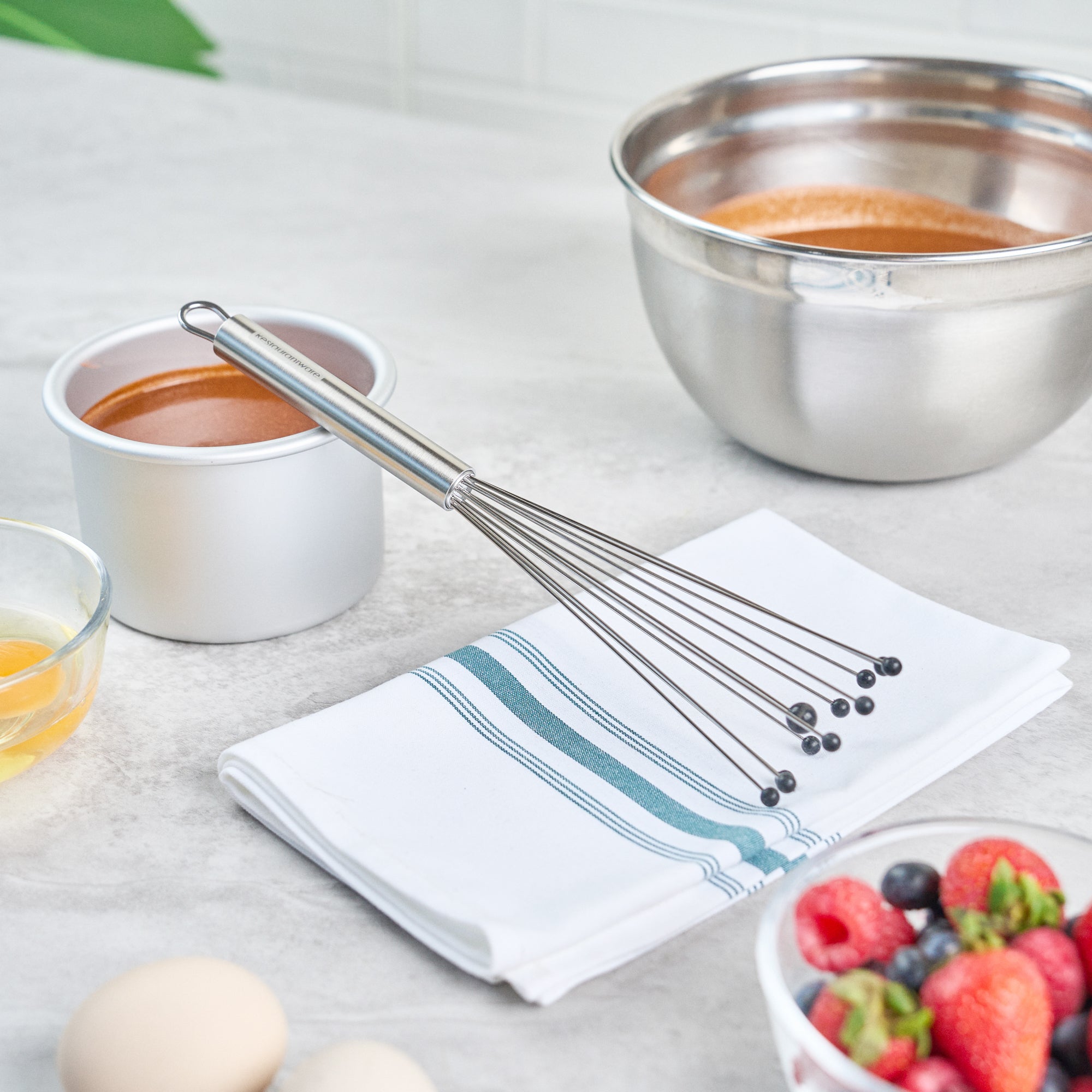 German Standard Stainless Steel Ball Whisk - with Silicone Tips - 10 3/4'' - 6 count box