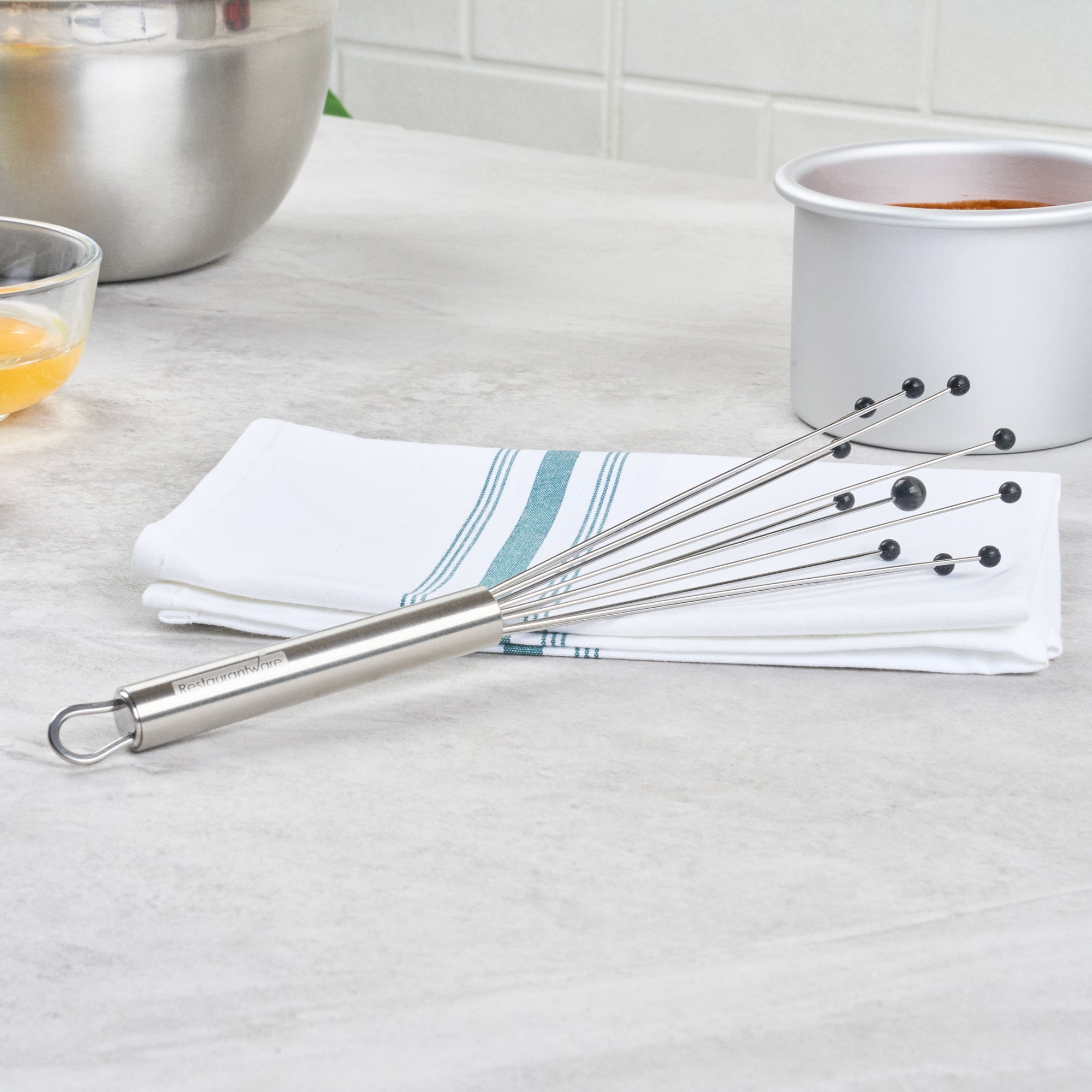 German Standard Stainless Steel Ball Whisk - with Silicone Tips - 10 3/4'' - 6 count box