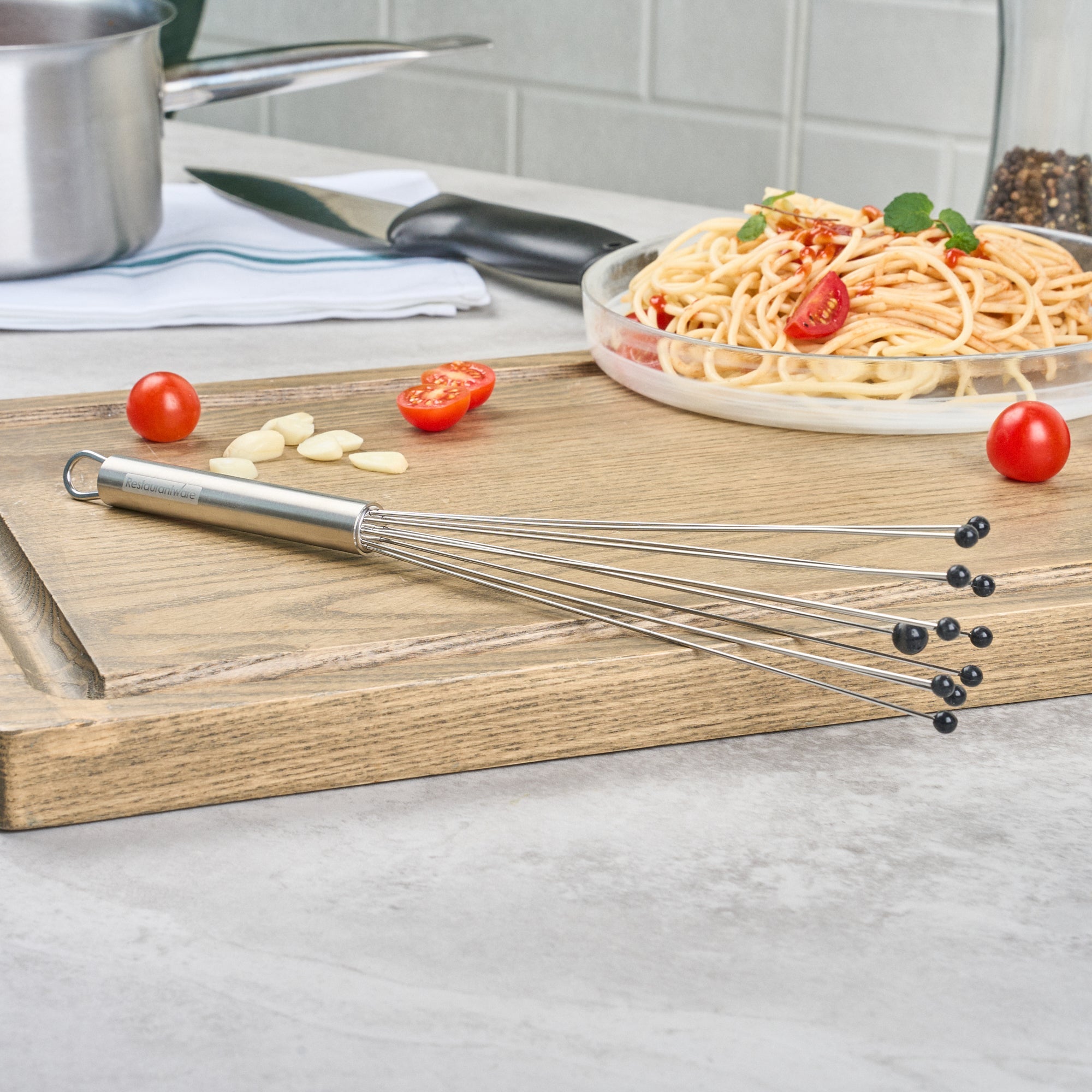German Standard Stainless Steel Ball Whisk - with Silicone Tips - 12 1/2'' - 24 count box