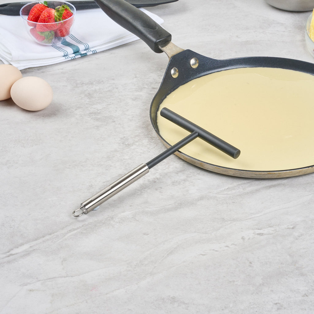 German Standard Black Nylon High Heat Crepe Batter Spreader - with Stainless Steel Handle - 7 3/4'' x 4 3/4'' - 24 count box