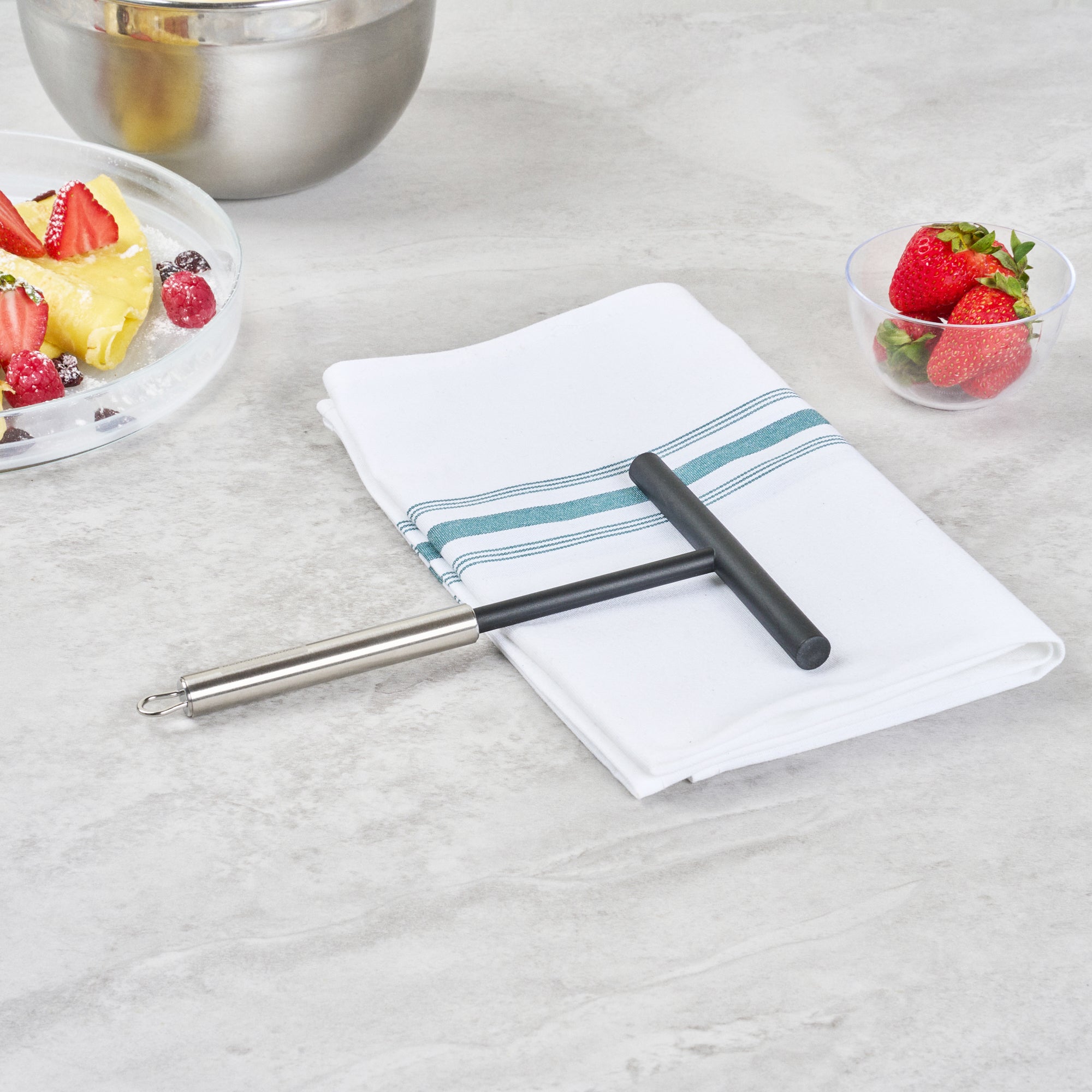 German Standard Black Nylon High Heat Crepe Batter Spreader - with Stainless Steel Handle - 7 3/4'' x 4 3/4'' - 24 count box