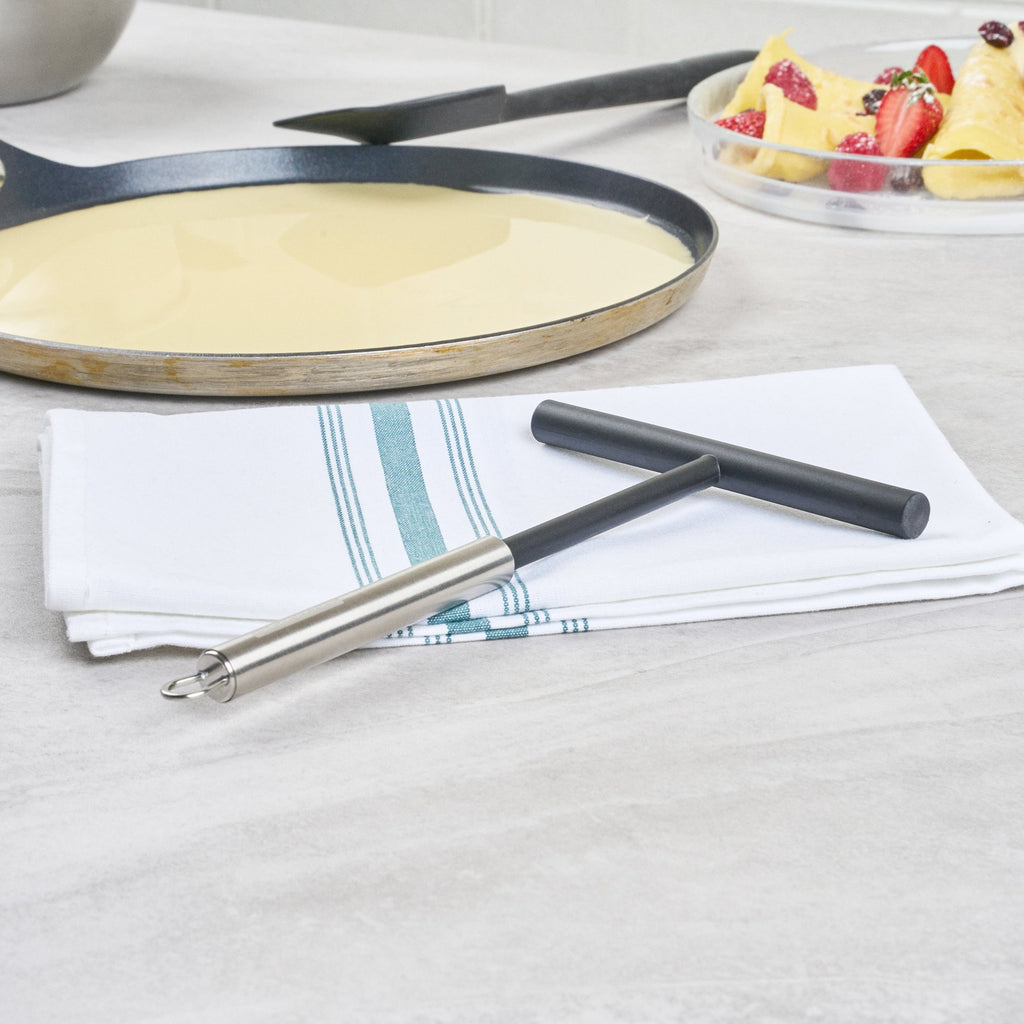 German Standard Black Nylon High Heat Crepe Batter Spreader - with Stainless Steel Handle - 7 3/4'' x 4 3/4'' - 1 count box
