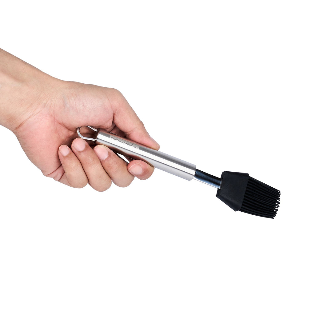 German Standard Black Silicone Pastry and Basting Brush - with Stainless Steel Handle - 7 3/4'' - 24 count box