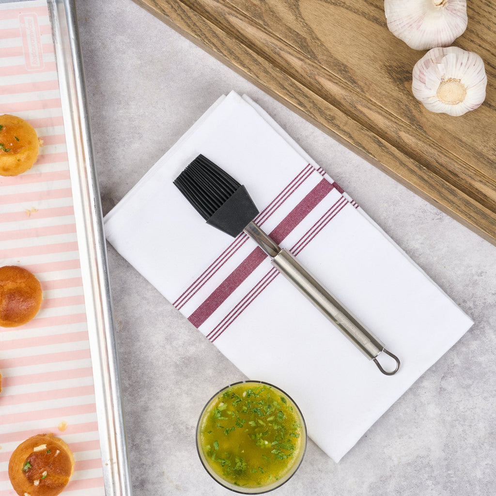 German Standard Black Silicone Pastry and Basting Brush - with Stainless Steel Handle - 7 3/4'' - 24 count box