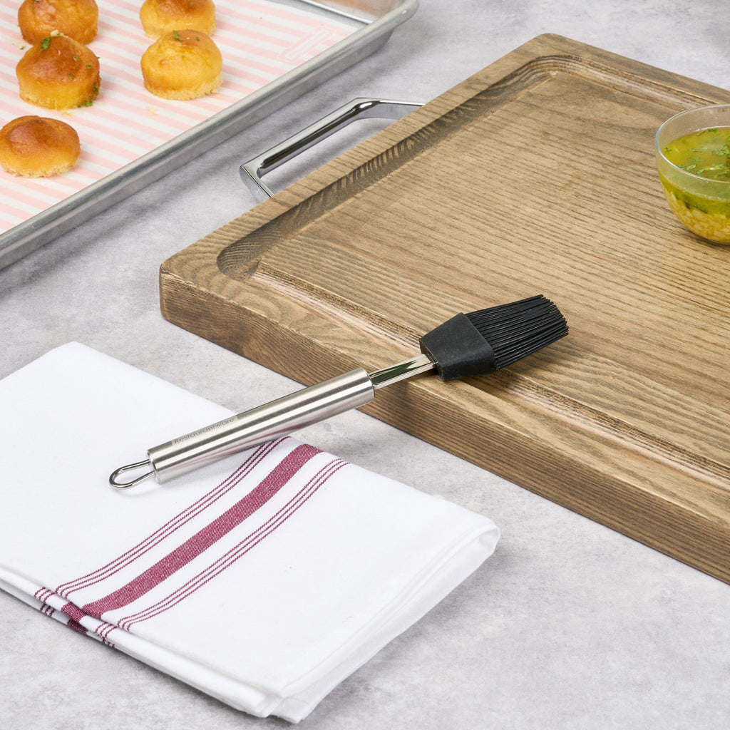 German Standard Black Silicone Pastry and Basting Brush - with Stainless Steel Handle - 7 3/4'' - 24 count box