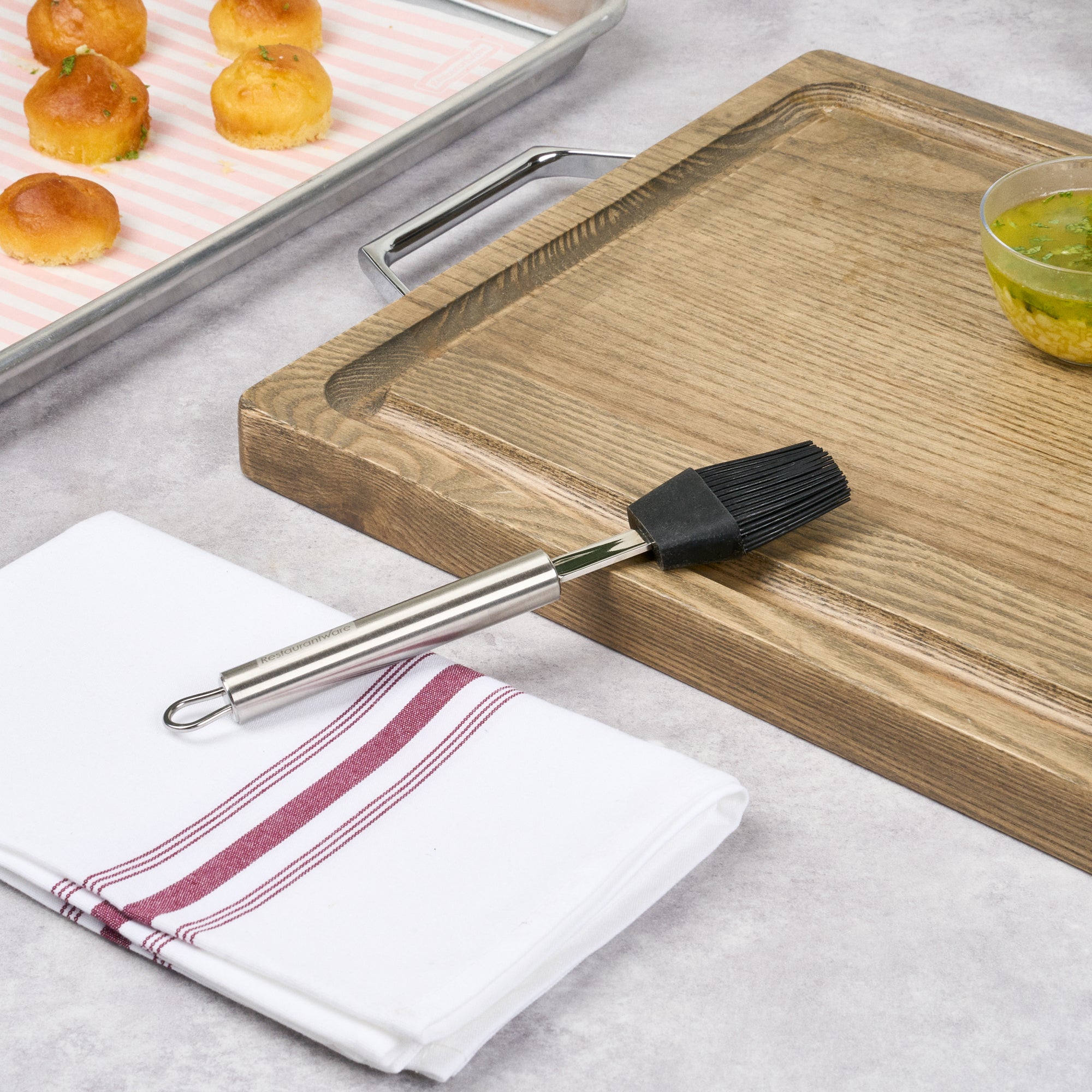 German Standard Black Silicone Pastry and Basting Brush - with Stainless Steel Handle - 7 3/4'' - 24 count box