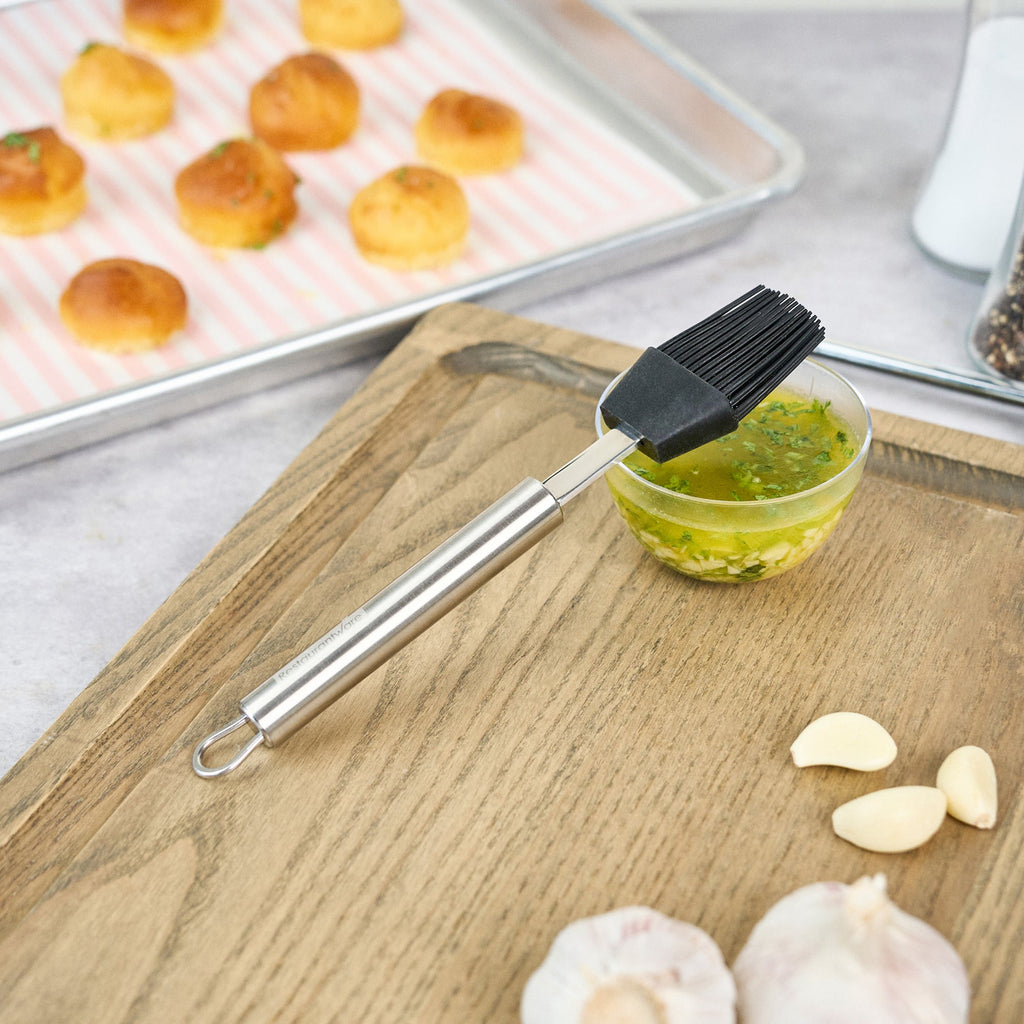 German Standard Black Silicone Pastry and Basting Brush - with Stainless Steel Handle - 7 3/4'' - 24 count box