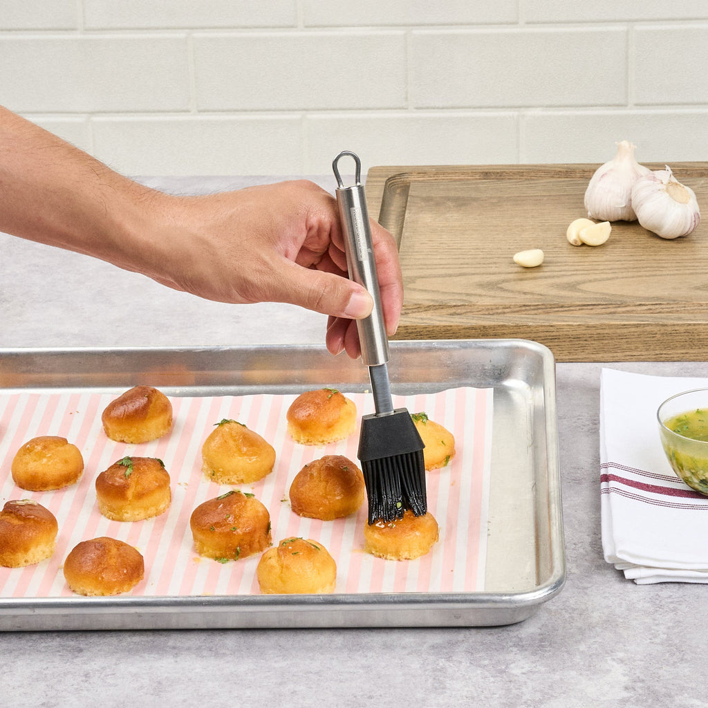 German Standard Black Silicone Pastry and Basting Brush - with Stainless Steel Handle - 7 3/4'' - 6 count box