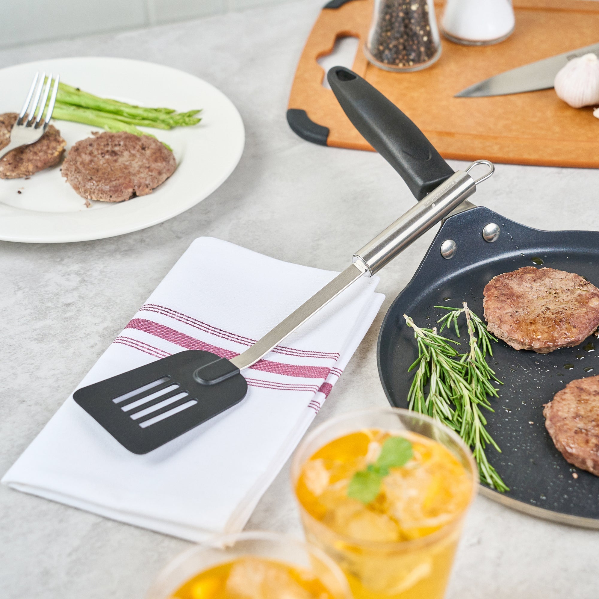 German Standard Black Nylon High Heat Slotted Turner / Spatula - with Stainless Steel Handle - 12 3/4'' - 1 count box