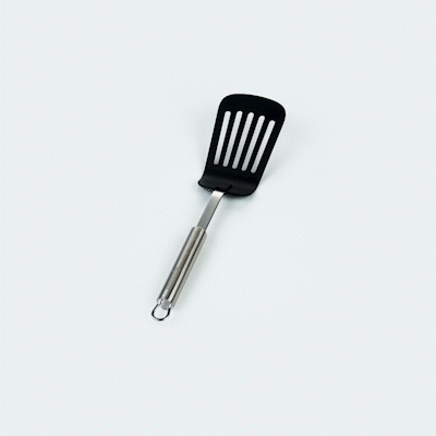 German Standard Black Nylon High Heat Slotted Turner / Spatula - with Stainless Steel Handle - 12 1/2'' - 1 count box
