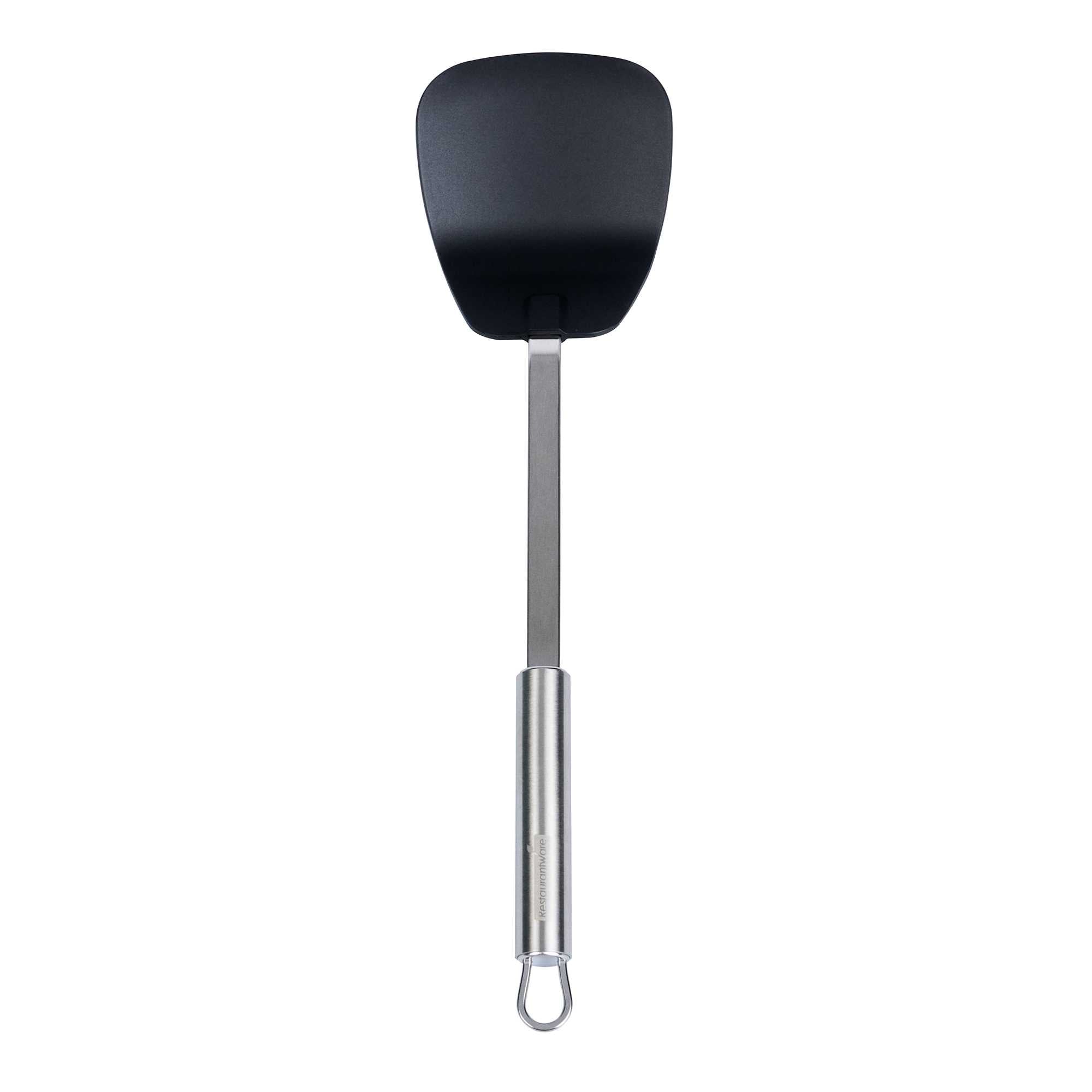 German Standard Black Nylon High Heat Wok Spatula - with Stainless Steel Handle - 14 1/4'' - 36 count box