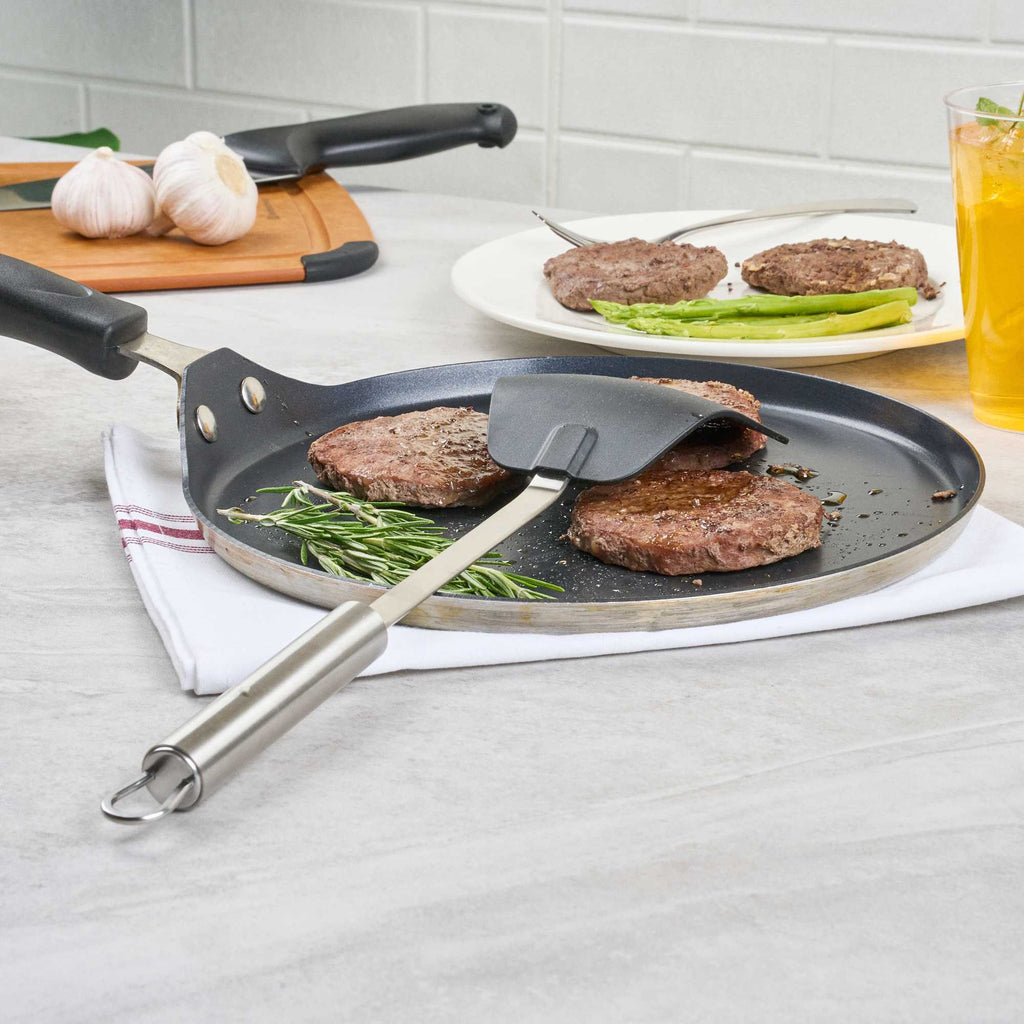 German Standard Black Nylon High Heat Wok Spatula - with Stainless Steel Handle - 14 1/4'' - 36 count box