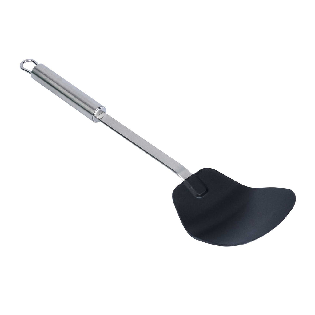 German Standard Black Nylon High Heat Wok Spatula - with Stainless Steel Handle - 14 1/4'' - 6 count box