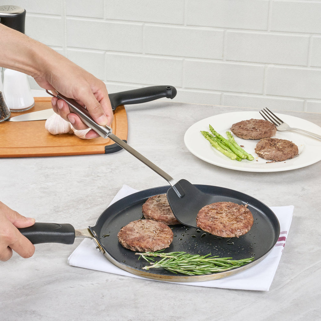 German Standard Black Nylon High Heat Wok Spatula - with Stainless Steel Handle - 14 1/4'' - 1 count box
