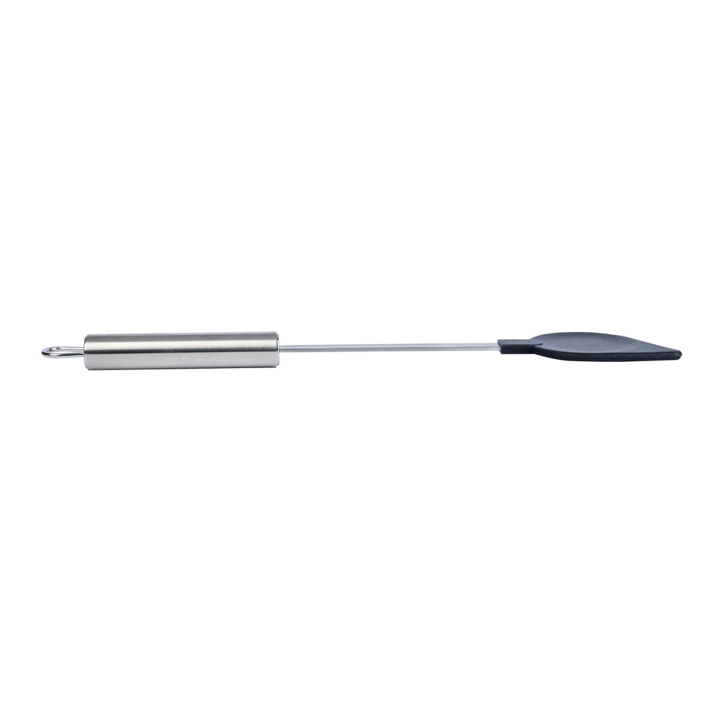 German Standard Black Nylon High Heat Cooking Spoon - Pointed Tip, with Stainless Steel Handle - 12 3/4'' x 2 1/4'' - 1 count box