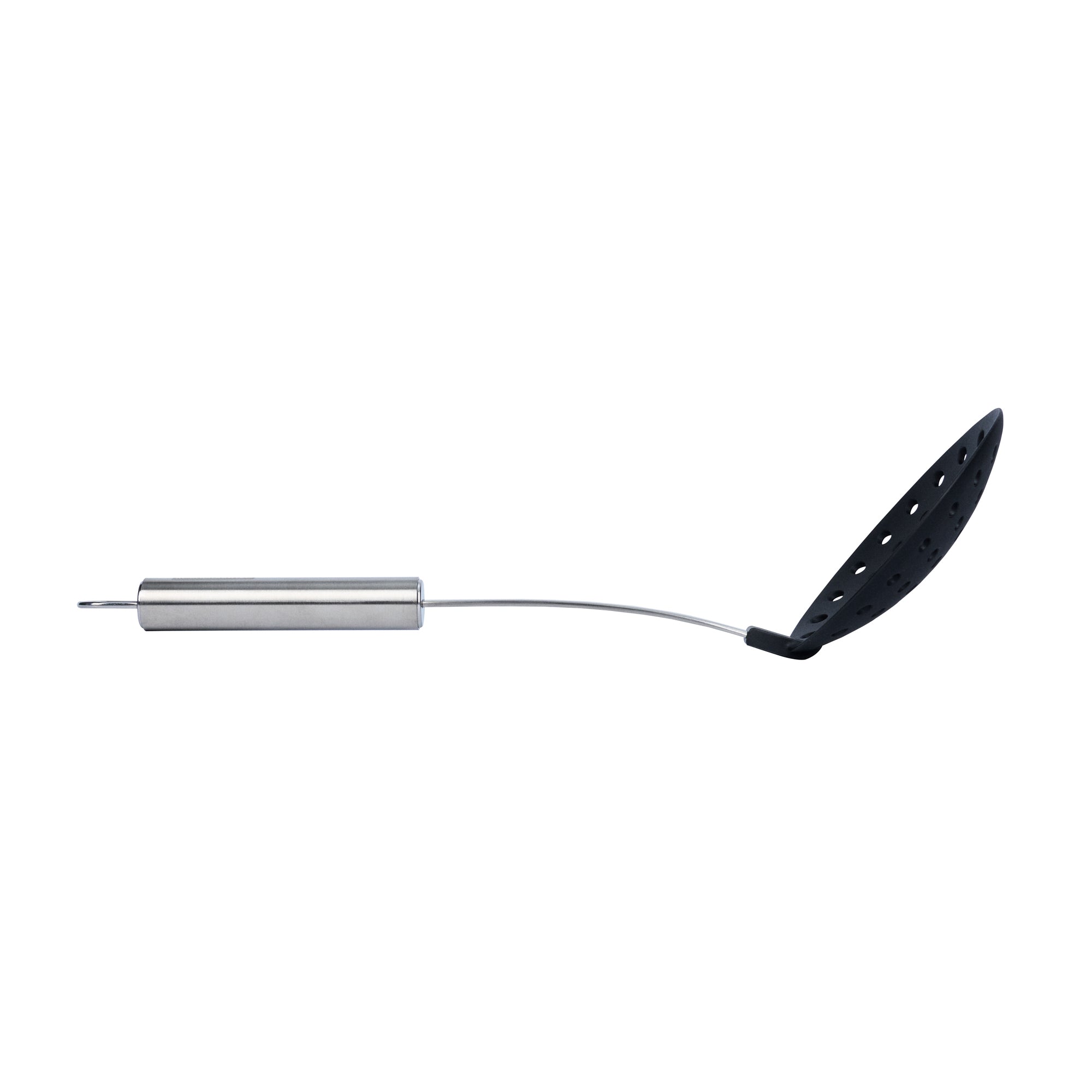 German Standard Black Nylon High Heat Skimmer - with Stainless Steel Handle - 12 3/4'' x 4 1/4'' - 36 count box