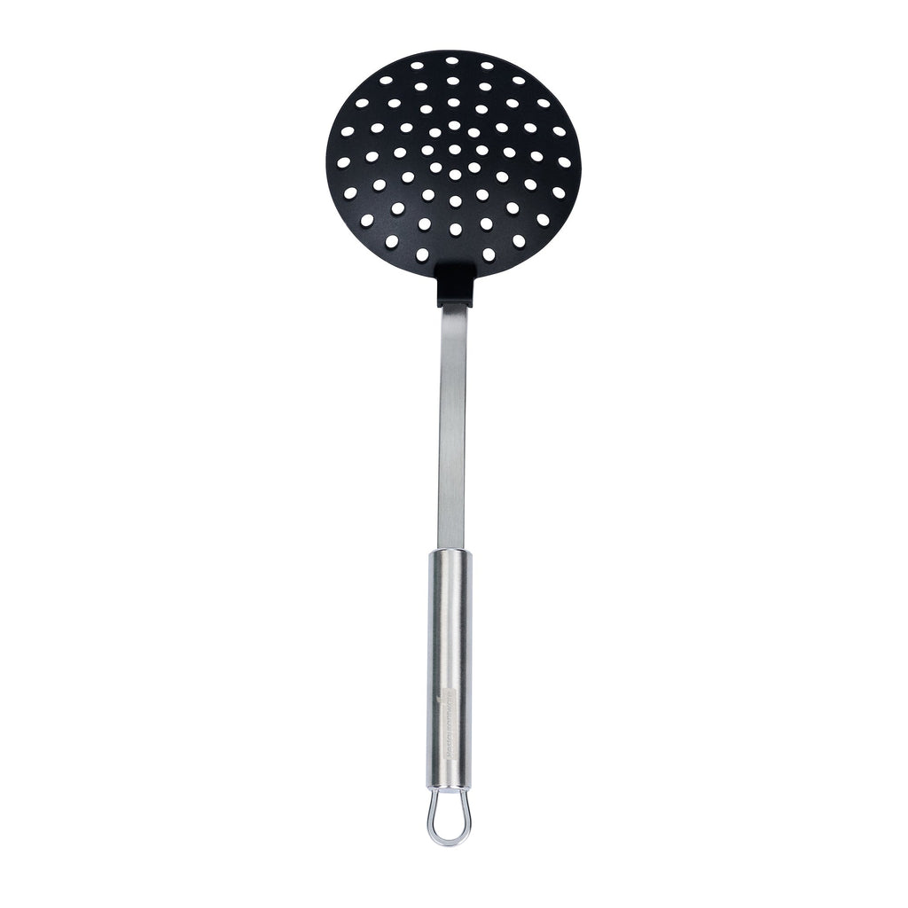 German Standard Black Nylon High Heat Skimmer - with Stainless Steel Handle - 12 3/4'' x 4 1/4'' - 6 count box