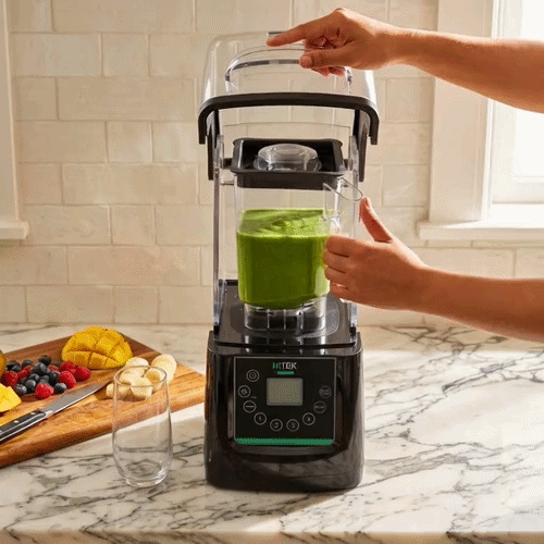 Hi Tek 3 HP Heavy Duty Commercial Blender - 48 oz Tritan Container, Sound Enclosure, Programmable Touchpad - 1 count box