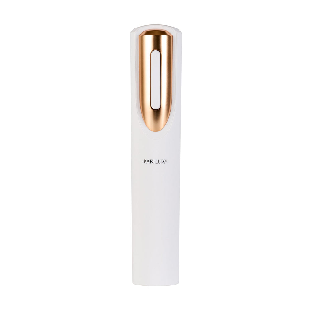 Bar Lux White and Rose Gold Electric Wine Opener - with Charging Base and Wine Foil Cutter - 1 count box
