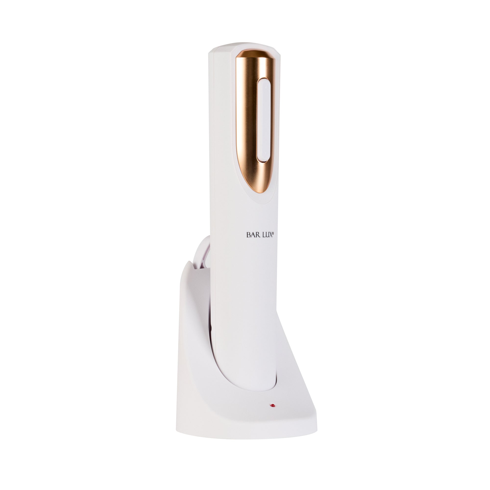Bar Lux White and Rose Gold Electric Wine Opener - with Charging Base and Wine Foil Cutter - 1 count box