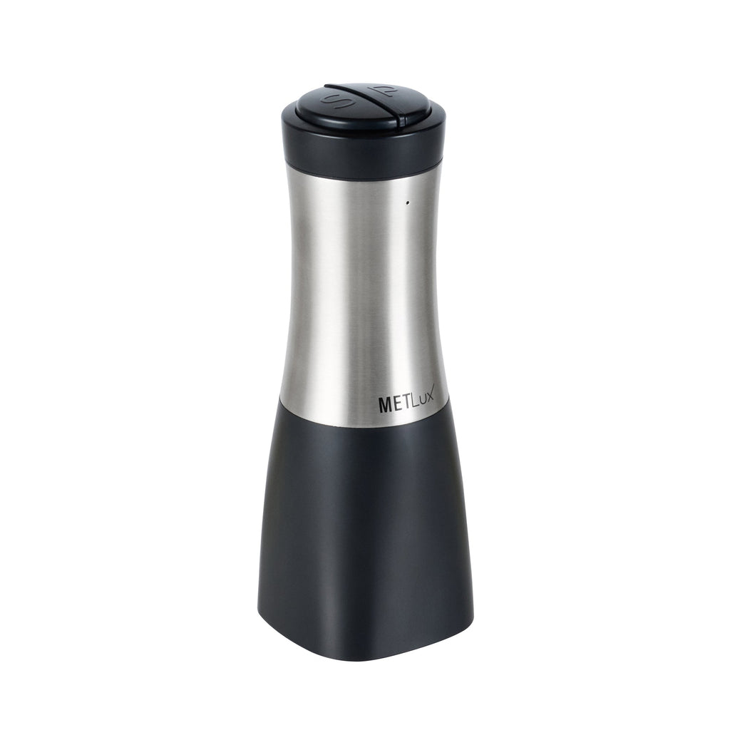 Met Lux Black 2-in-1 Electric Salt and Pepper Grinder - Battery-Operated, with LED Light - 2 3/4'' x 2 3/4'' x 7 3/4'' - 1 count box
