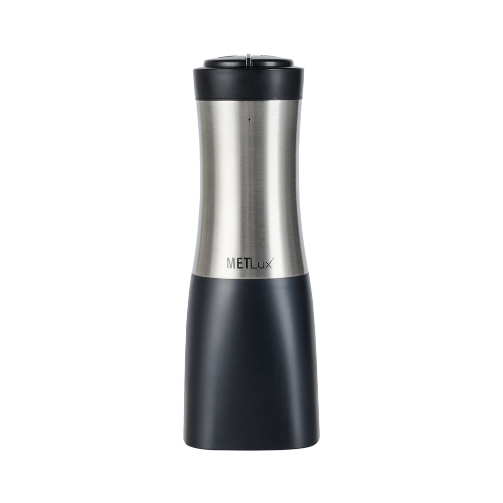 Met Lux Black 2-in-1 Electric Salt and Pepper Grinder - Battery-Operated, with LED Light - 2 3/4'' x 2 3/4'' x 7 3/4'' - 1 count box