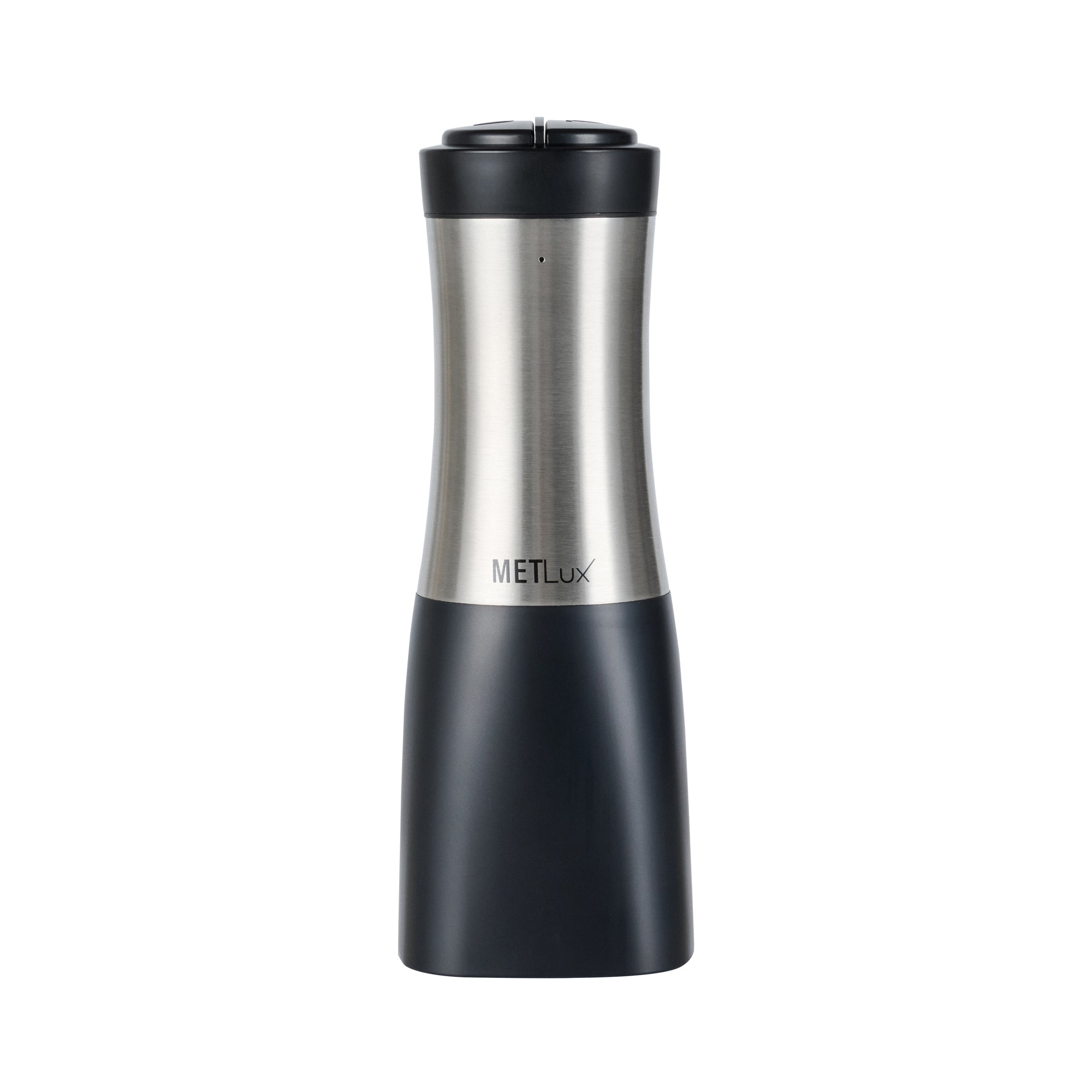 Met Lux Black 2-in-1 Electric Salt and Pepper Grinder - Battery-Operated, with LED Light - 2 3/4'' x 2 3/4'' x 7 3/4'' - 1 count box