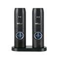 Met Lux Black Electric Salt and Pepper Grinder Set - with Charging Base and LED Light - 6 1/2'' x 2 3/4'' x 7 3/4'' - 1 count box