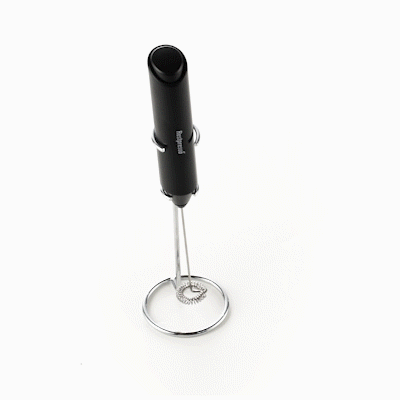 Restpresso Black Electric Handheld Milk Frother - Battery-Operated, with Stand - 1'' x 1 1/2'' x 8 1/2'' - 1 count box