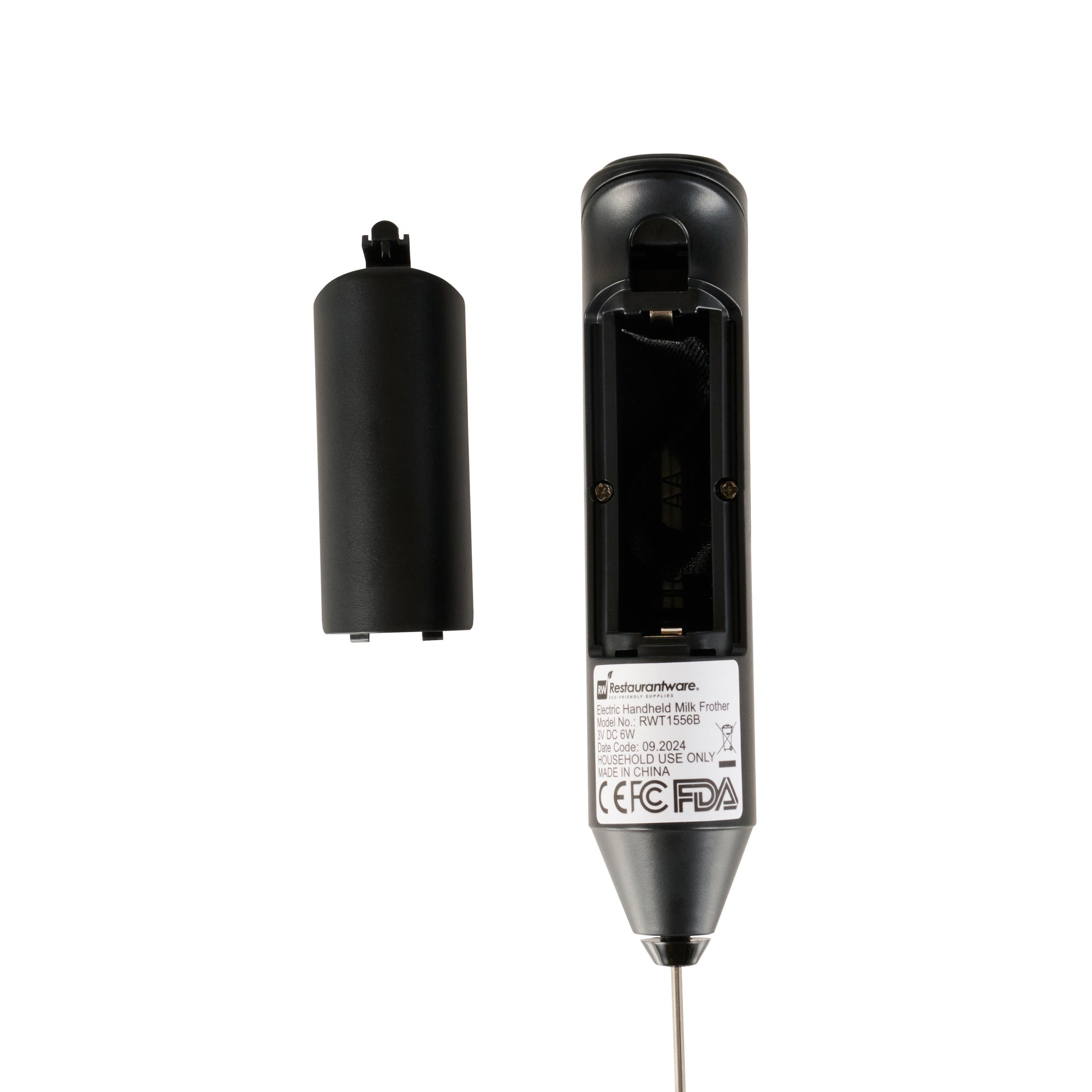 Restpresso Black Electric Handheld Milk Frother - Battery-Operated, with Stand - 1'' x 1 1/2'' x 8 1/2'' - 1 count box