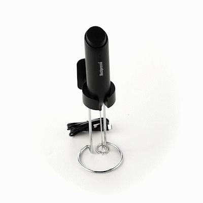 Restpresso Black Electric Handheld Milk Frother - with Charging Stand - 1 1/4'' x 1 1/4'' x 9'' - 1 count box