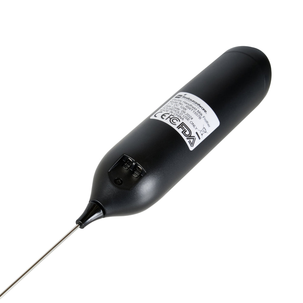 Restpresso Black Electric Handheld Milk Frother - with Charging Stand - 1 1/4'' x 1 1/4'' x 9'' - 1 count box