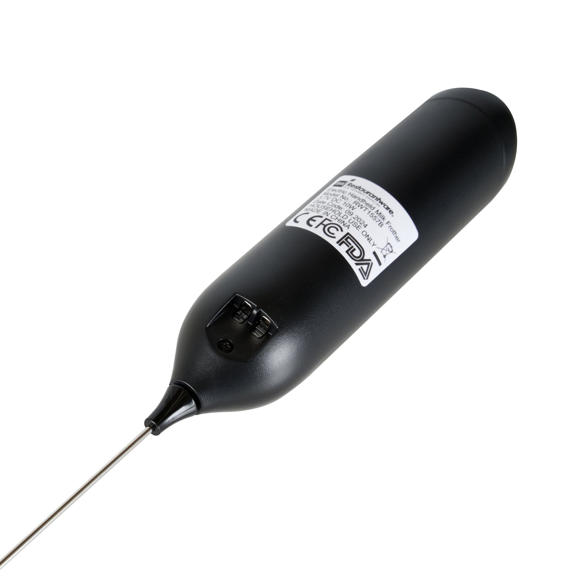 Restpresso Black Electric Handheld Milk Frother - with Charging Stand - 1 1/4'' x 1 1/4'' x 9'' - 1 count box