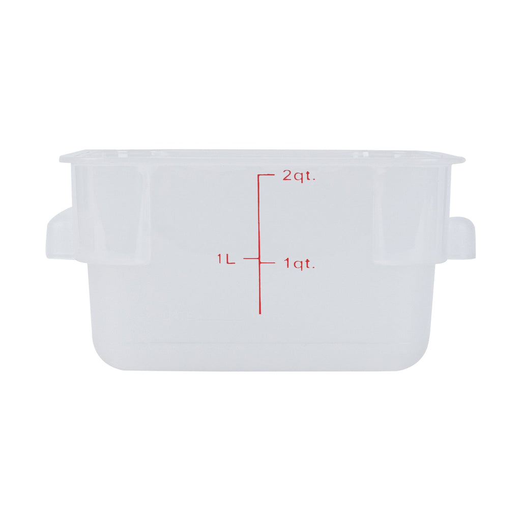 Met Lux 2 qt Square Translucent Plastic Food Storage Container - with Red Volume Markers - 7" x 7" x 4" - 1 count box