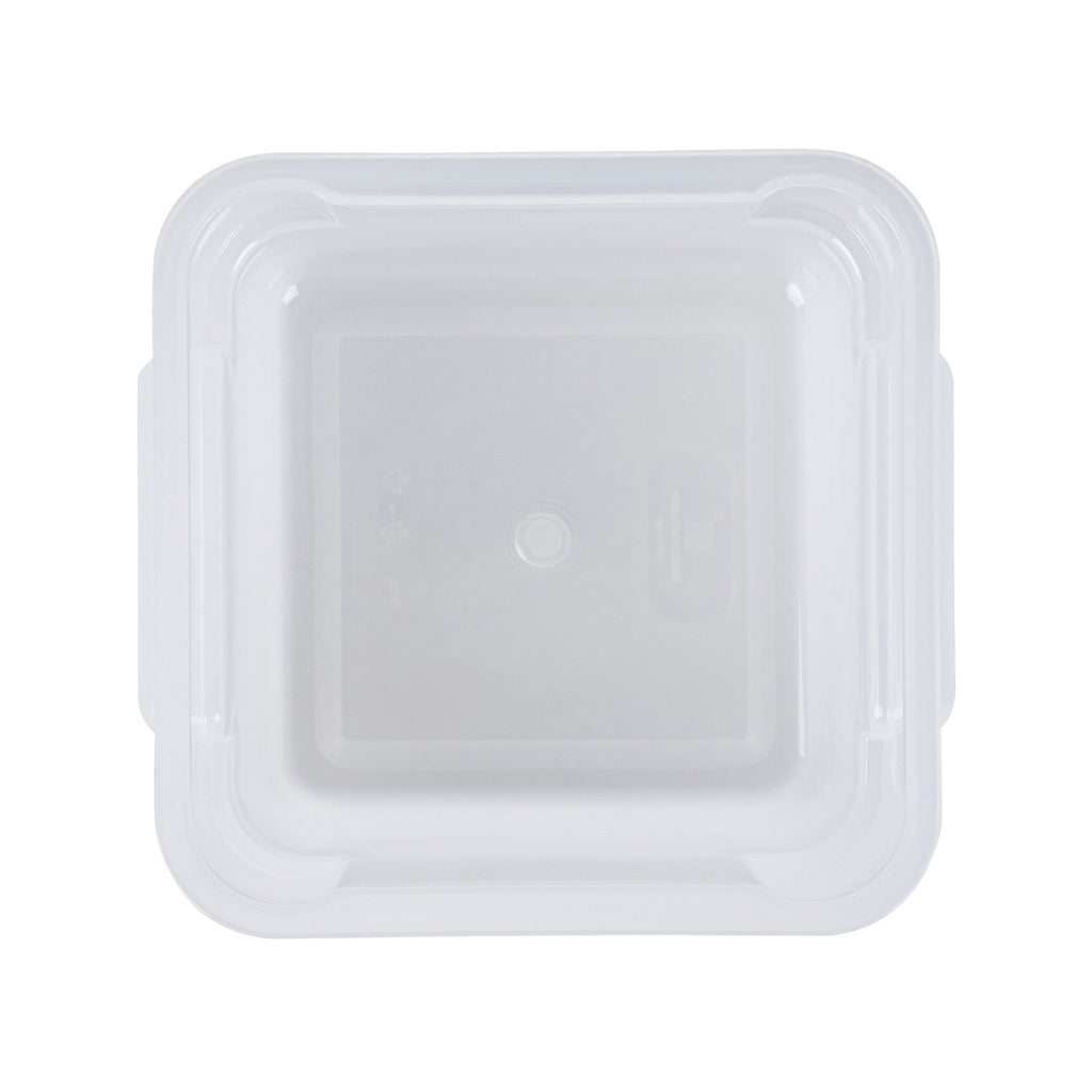 Met Lux 2 qt Square Translucent Plastic Food Storage Container - with Red Volume Markers - 7" x 7" x 4" - 1 count box