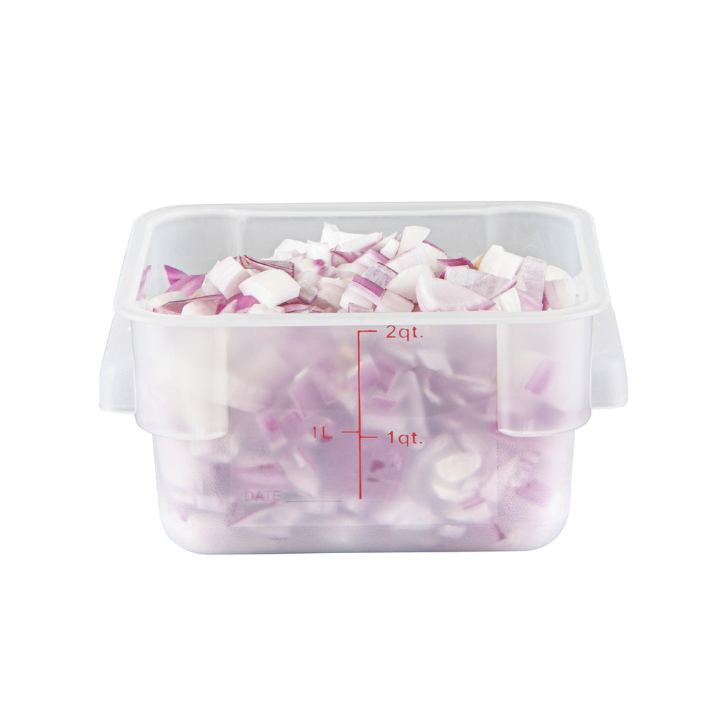 Met Lux 2 qt Square Translucent Plastic Food Storage Container - with Red Volume Markers - 7" x 7" x 4" - 10 count box