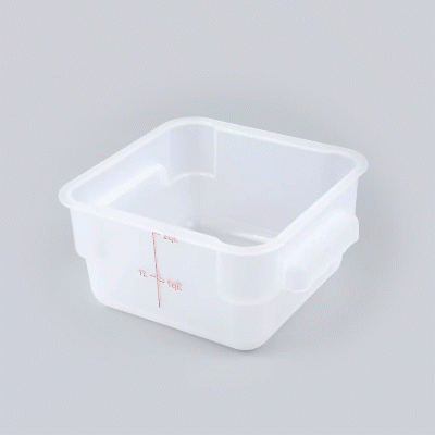 Met Lux 2 qt Square Translucent Plastic Food Storage Container - with Red Volume Markers - 7" x 7" x 4" - 10 count box